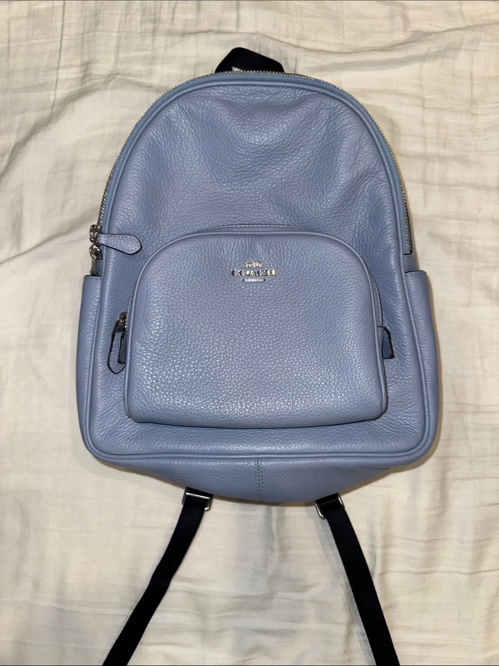 Coach Light Blue Pebbled Leather Backpack